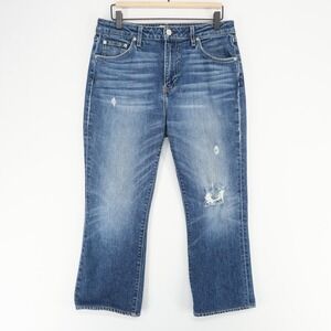 TRAVE Colette Jeans Womens 31 Blue Distressed Cropped Italian Fabric Stretch